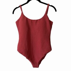 NWT Andie Medium The Jettie's One Piece Swimsuit Salmon Lace Up Back